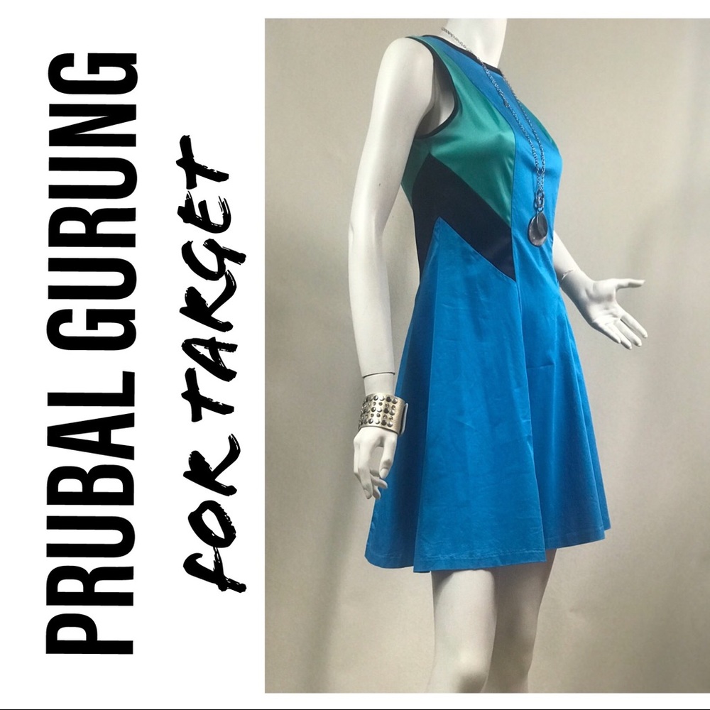As New, Blue Skater Paneled Dress - Size 6